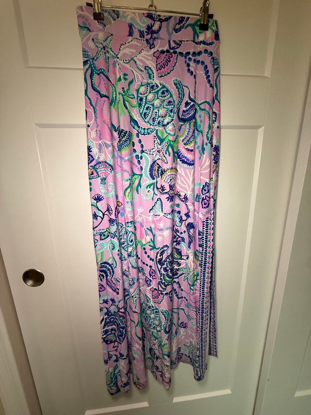 Lilly Pulitzer Sloane Maxi Dress XS Hold Your Horses Pink Seahorse Sea Turtle